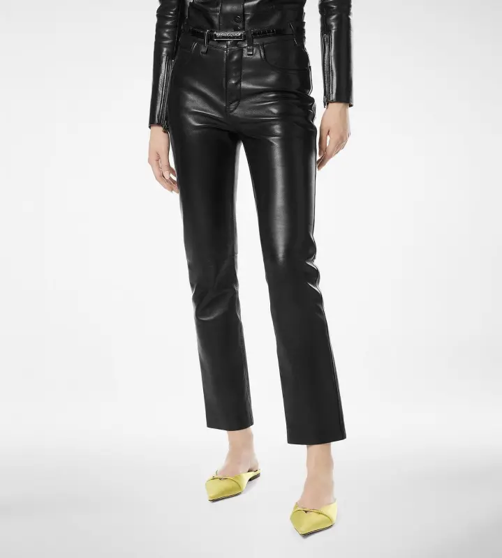 NAPPA LEATHER FIVE-POCKET PANTS WITH TF DEBOSSED LOGO BLACK online